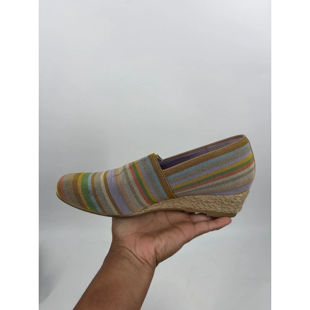 SAS Becky Jute Wrapped Wedge Slip On Shoes Womens 6.5W Stripe Made Italy